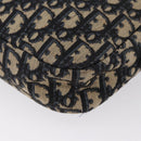 Christian Dior Trotter Canvas Shoulder Bag Navy Gold Auth 166990-17