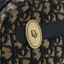 Christian Dior Trotter Canvas Shoulder Bag Navy Gold Auth 166990-10