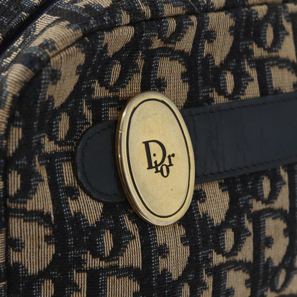 Christian Dior Trotter Canvas Shoulder Bag Navy Gold Auth 166990