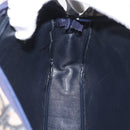 Christian Dior Trotter Canvas Shoulder Bag Navy Gold Auth 166990-19