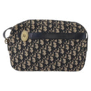 Christian Dior Trotter Canvas Shoulder Bag Navy Gold Auth 166990-13