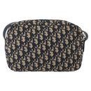 Christian Dior Trotter Canvas Shoulder Bag Navy Gold Auth 166990-2