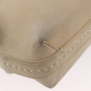 CELINE Hand Bag Leather 2way Beige Gold Auth 166991-10