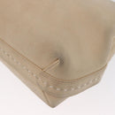 CELINE Hand Bag Leather 2way Beige Gold Auth 166991-17