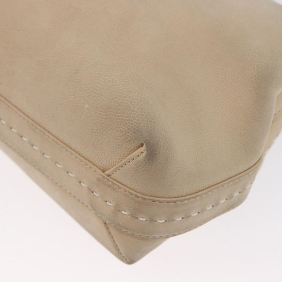 CELINE Hand Bag Leather 2way Beige Gold Auth 166991