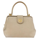 CELINE Hand Bag Leather 2way Beige Gold Auth 166991-13