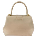 CELINE Hand Bag Leather 2way Beige Gold Auth 166991-2