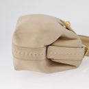 CELINE Hand Bag Leather 2way Beige Gold Auth 166991-3