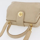 CELINE Hand Bag Leather 2way Beige Gold Auth 166991-6