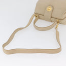 CELINE Hand Bag Leather 2way Beige Gold Auth 166991-9