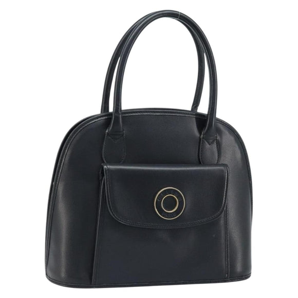 CELINE Hand Bag Leather Black Gold Auth 166992
