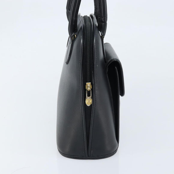 CELINE Hand Bag Leather Black Gold Auth 166992