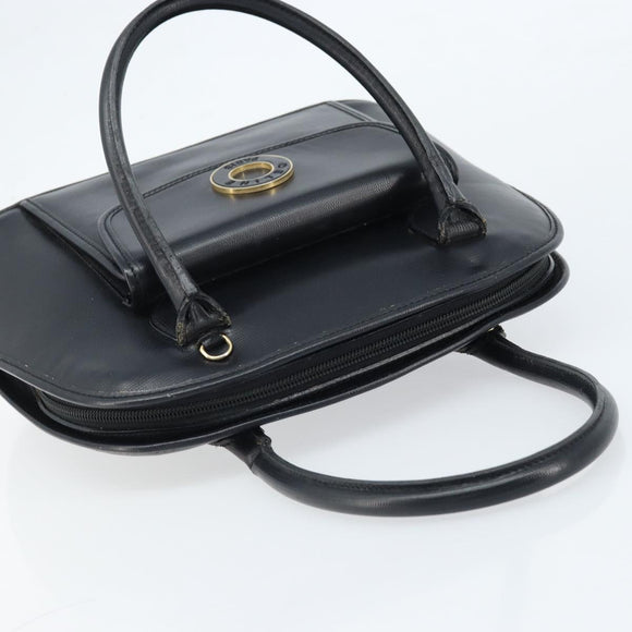 CELINE Hand Bag Leather Black Gold Auth 166992