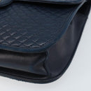 BALLY Hand Bag Leather Navy gold Auth 166993-9