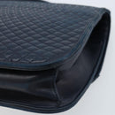 BALLY Hand Bag Leather Navy gold Auth 166993-15