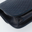 BALLY Hand Bag Leather Navy gold Auth 166993-16