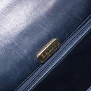 BALLY Hand Bag Leather Navy gold Auth 166993-18