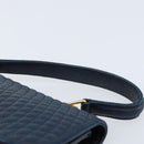BALLY Hand Bag Leather Navy gold Auth 166993-8