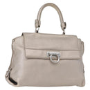 Salvatore Ferragamo Gancini Sofia Hand Bag Leather Beige Silver Auth 166994A-1