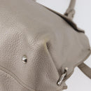 Salvatore Ferragamo Gancini Sofia Hand Bag Leather Beige Silver Auth 166994A-11
