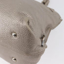 Salvatore Ferragamo Gancini Sofia Hand Bag Leather Beige Silver Auth 166994A-13