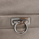Salvatore Ferragamo Gancini Sofia Hand Bag Leather Beige Silver Auth 166994A-14
