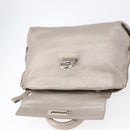 Salvatore Ferragamo Gancini Sofia Hand Bag Leather Beige Silver Auth 166994A-16