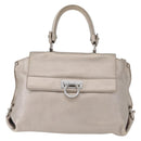 Salvatore Ferragamo Gancini Sofia Hand Bag Leather Beige Silver Auth 166994A-2
