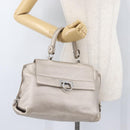 Salvatore Ferragamo Gancini Sofia Hand Bag Leather Beige Silver Auth 166994A-25