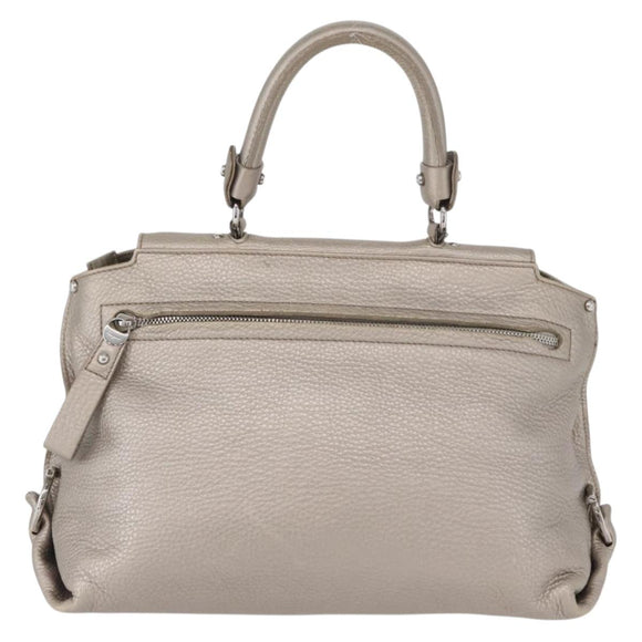 Salvatore Ferragamo Gancini Sofia Hand Bag Leather Beige Silver Auth 166994A