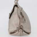 Salvatore Ferragamo Gancini Sofia Hand Bag Leather Beige Silver Auth 166994A-4