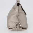 Salvatore Ferragamo Gancini Sofia Hand Bag Leather Beige Silver Auth 166994A-5