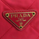 PRADA Schoudertas met Ketting Nylon Roze Goud Auth 166995A-18