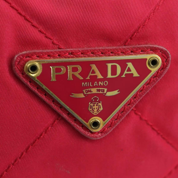 PRADA Schoudertas met Ketting Nylon Roze Goud Auth 166995A