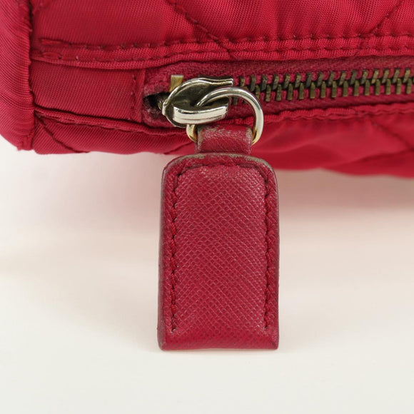 PRADA Schoudertas met Ketting Nylon Roze Goud Auth 166995A