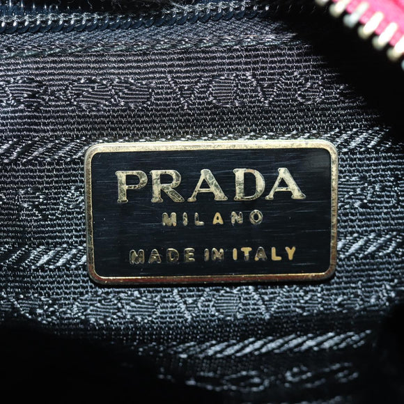 PRADA Schoudertas met Ketting Nylon Roze Goud Auth 166995A