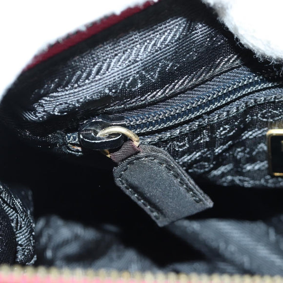 PRADA Schoudertas met Ketting Nylon Roze Goud Auth 166995A