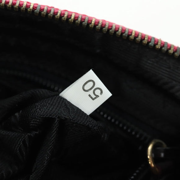 PRADA Schoudertas met Ketting Nylon Roze Goud Auth 166995A
