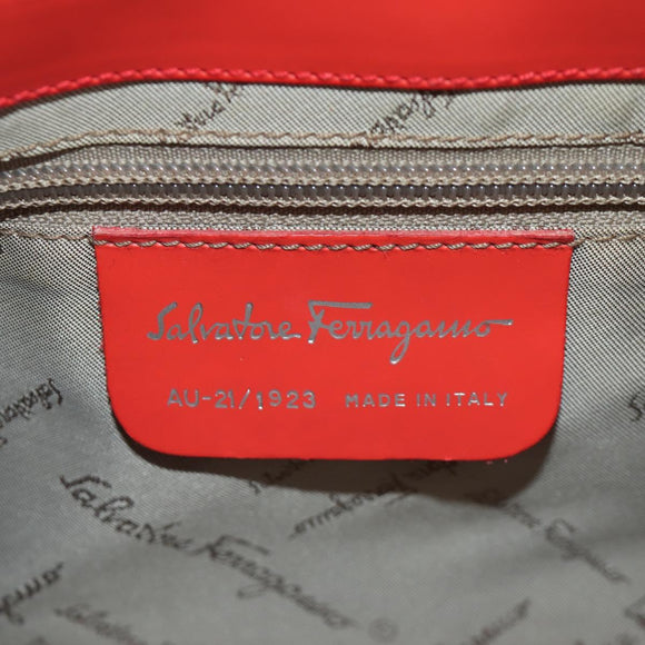 Salvatore Ferragamo Shoulder Bag Leather Red Silver Auth 166996A