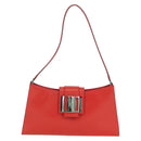 Salvatore Ferragamo Shoulder Bag Leather Red Silver Auth 166996A-2