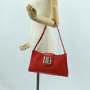 Salvatore Ferragamo Shoulder Bag Leather Red Silver Auth 166996A-23