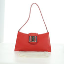 Salvatore Ferragamo Shoulder Bag Leather Red Silver Auth 166996A-24