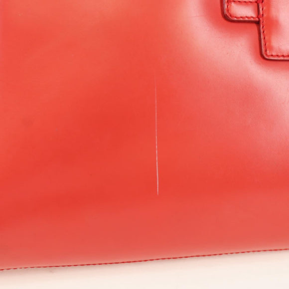 Salvatore Ferragamo Shoulder Bag Leather Red Silver Auth 166996A