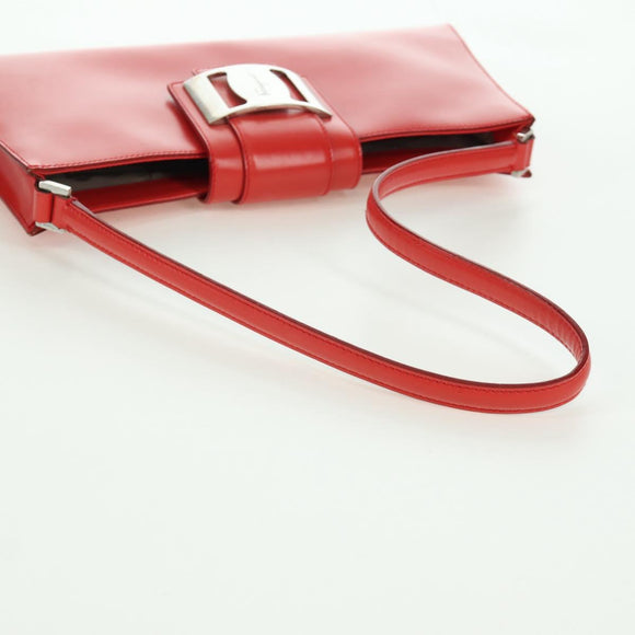 Salvatore Ferragamo Shoulder Bag Leather Red Silver Auth 166996A
