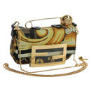FENDI × VERSACE FENDACE Mamma Baguette Pouch Nylon Black Gold Tone Auth 166998SM-1