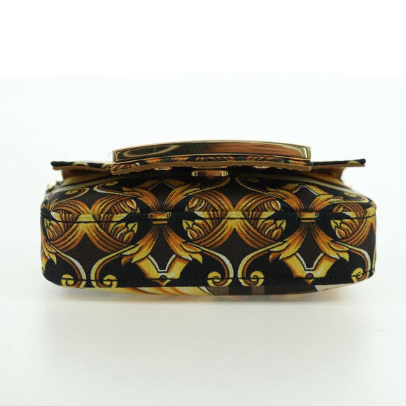 FENDI × VERSACE FENDACE Mamma Baguette Pouch Nylon Black Gold Tone Auth 166998SM
