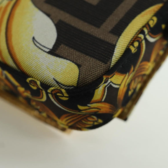 FENDI × VERSACE FENDACE Mamma Baguette Pouch Nylon Black Gold Tone Auth 166998SM