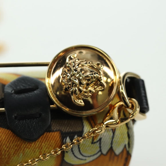 FENDI × VERSACE FENDACE Mamma Baguette Pouch Nylon Black Gold Tone Auth 166998SM