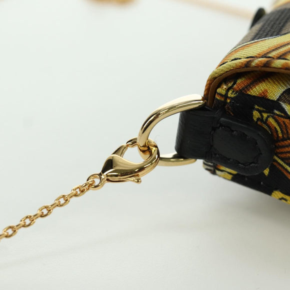 FENDI × VERSACE FENDACE Mamma Baguette Pouch Nylon Black Gold Tone Auth 166998SM