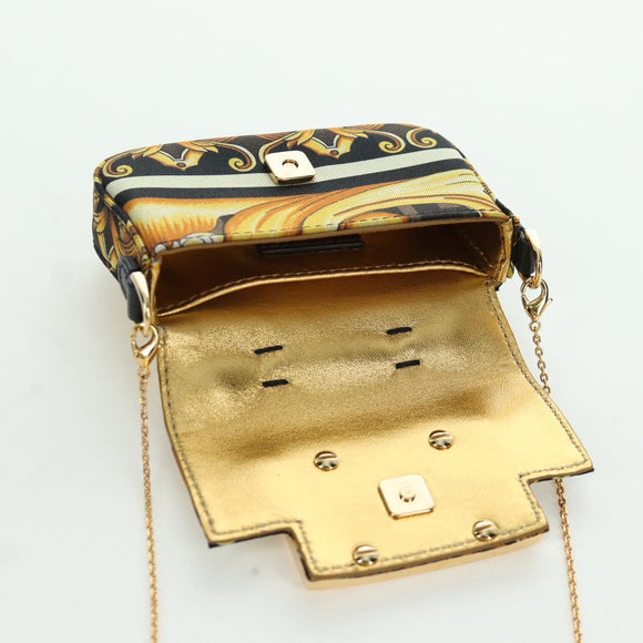 FENDI × VERSACE FENDACE Mamma Baguette Pouch Nylon Black Gold Tone Auth 166998SM